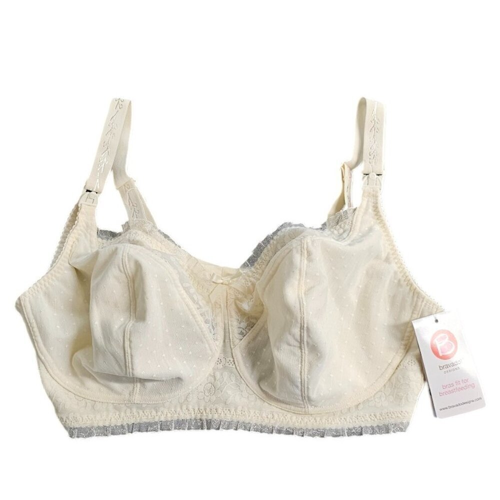 Bravado Nursing Bra, Lace, Removable Straps, Ivory, Wireless, Size 38D/DD, NWT